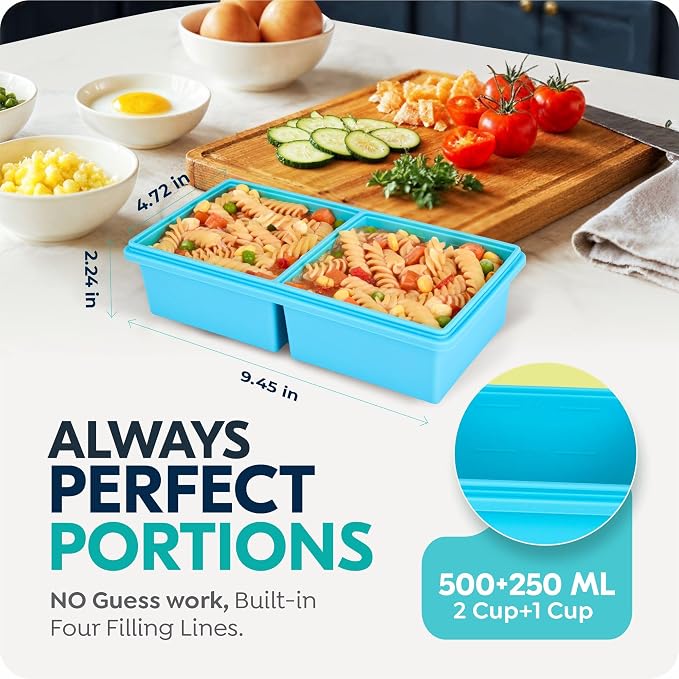 Silicone Freezer Trays with Lids, 2 Cup & 1 Cup Soup Container Style Ice Cube - Image 8