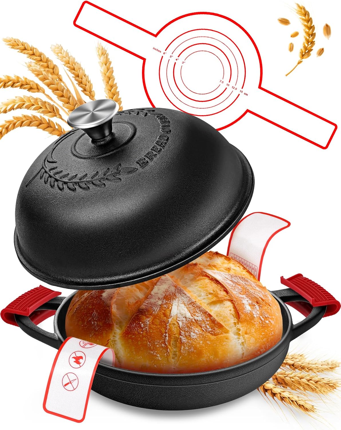 Dutch Oven Bread Baking Pot with Lid 6QT Enameled Cast Iron Oven