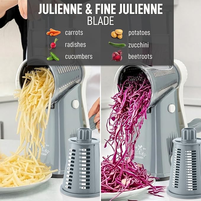Zulay Kitchen Rotary Cheese Grater 5 Blade Cheese Shredder - Image 6