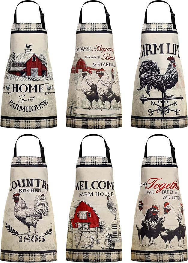 Bencailor 6 Pcs Spring Kitchen Aprons by Bencailor