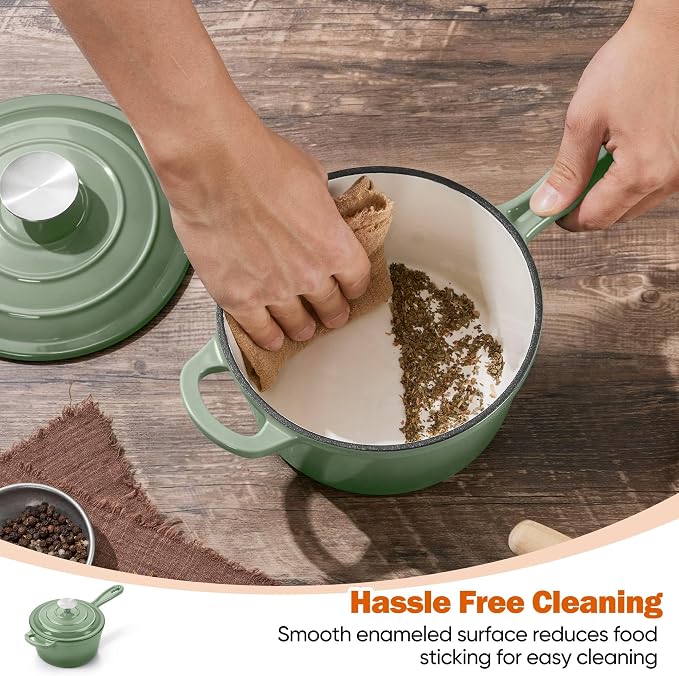 Homikit 1 Quart Saucepan with Lid, Enameled Cast Iron Small Sauce Pan Cooking - Image 7