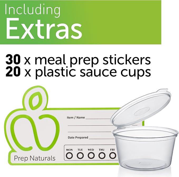 PrepNaturals 4 Pack 34 Oz Glass Meal Prep Containers - Image 3