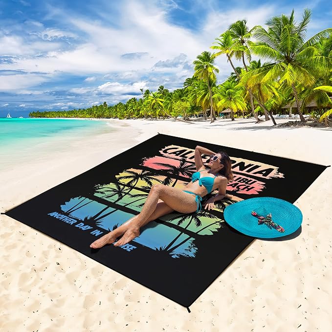 HIHOHO Beach Blanket Waterproof Sandproof Extra Large Beach Mat 79" X - Image 5
