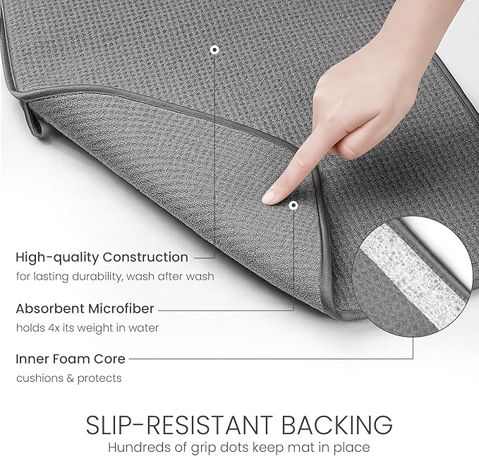 Bellemain XL Dish Mat 24" x 17" Microfiber Dish Drying Mat, Super absorbent - Image 4