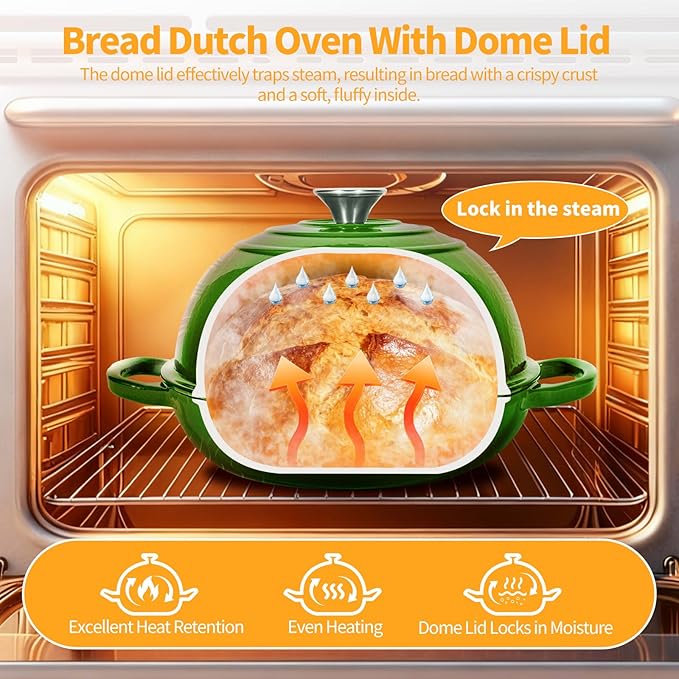 ONKO Dutch Oven For Sourdough Bread Baking, 6QT Enameled Cast Iron Dutch Oven - Image 4