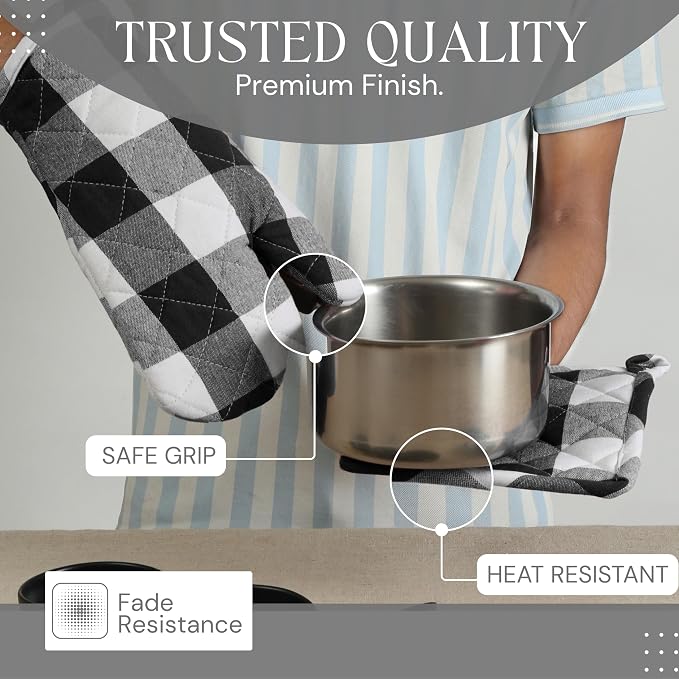 Oven Mitt & Pot Holder Buffalo Plaid Check 100% Cotton Heat Resistant Oven - Image 3