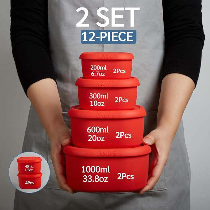 ISSEVE 12Pcs/Set Nesting Silicone Food Storage Containers - Image 2