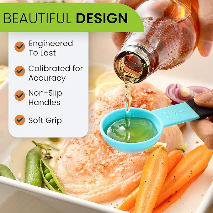 Spring Chef Magnetic Measuring Cups and Spoons Set of 9, Nesting Plastic - Image 5