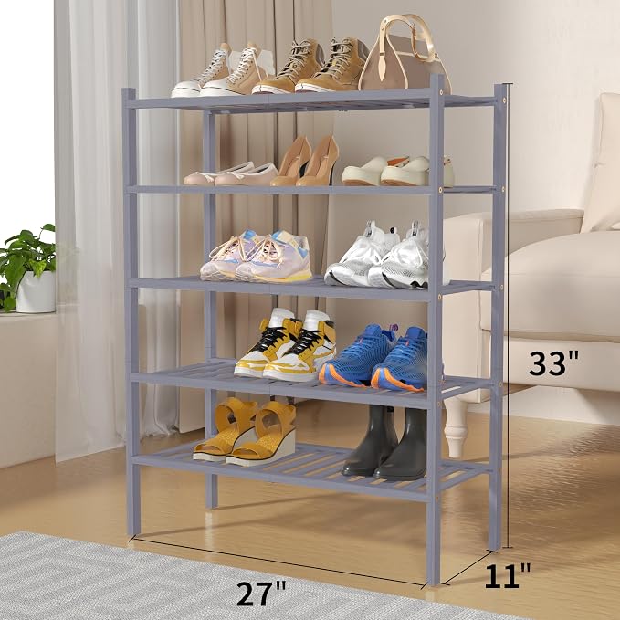 ROMGUAR CRAFT 5 Tier Bamboo Shoe Rack - Image 3