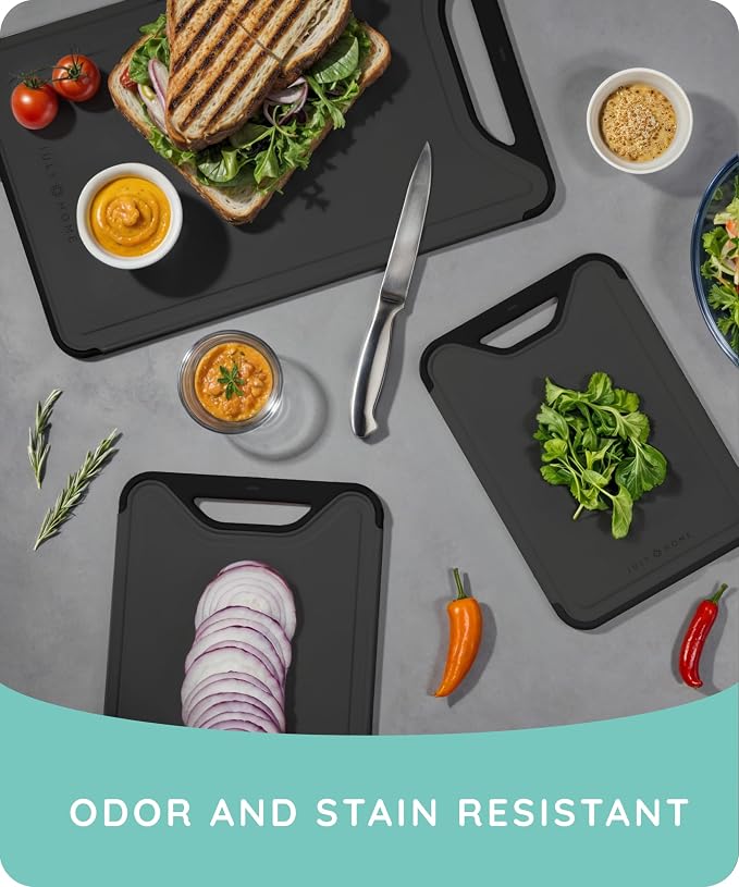 Cutting Boards for Kitchen, Plastic Cutting Board Set of 3, Dishwasher Safe - Image 4