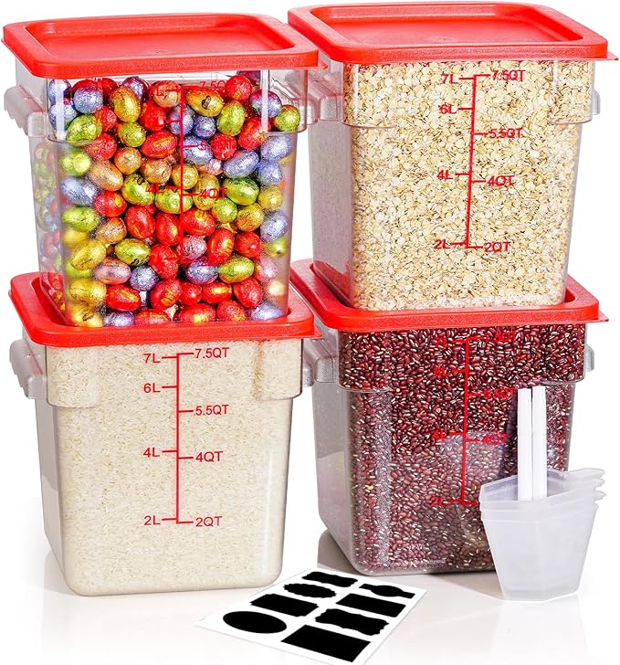 8QT NSF Food Storage Containers: 8 PCS Clear Food Storage Containers by SVKLHY