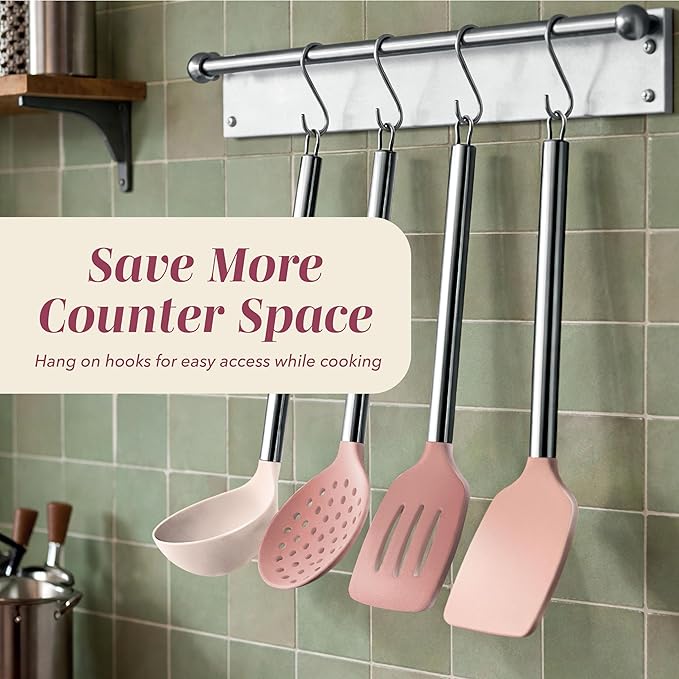 COOK WITH COLOR Silicone Cooking Utensils, Kitchen Utensil Set, Cooking Utensils - Image 4