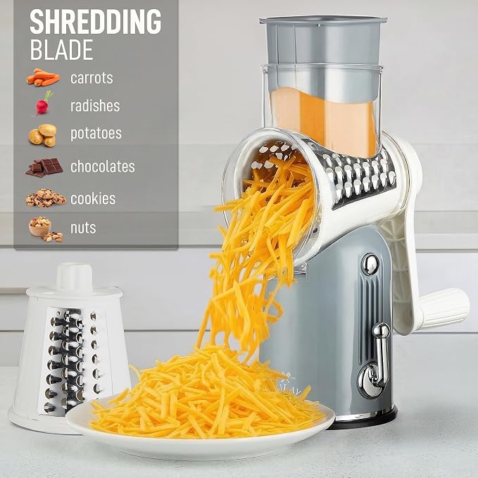 Zulay Kitchen Rotary Cheese Grater 5 Blade Cheese Shredder - Image 3