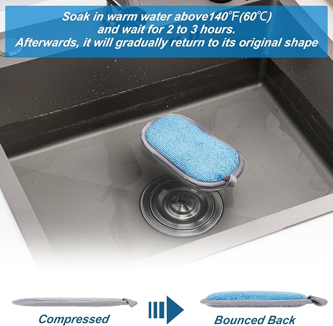 Dual-Sided Multi-Purpose Scrub Sponges, Non-Scratch Dishwashing Sponges - Image 3