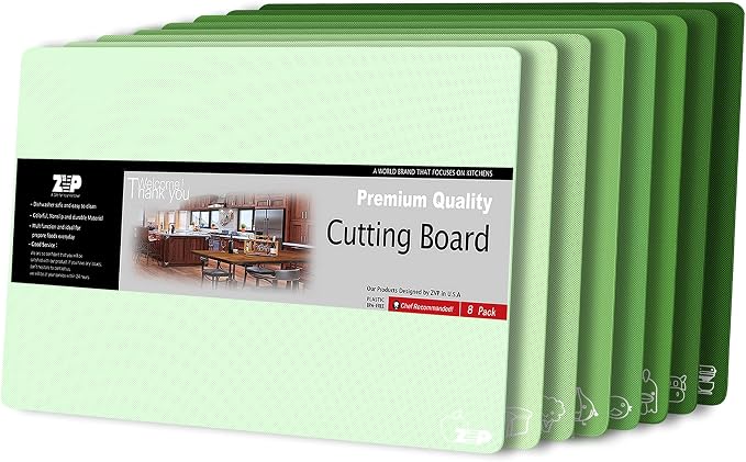 ZVP Plastic Cutting Boards for Kitchen, Flexible Cutting Mats, Gradient Green by ZVP