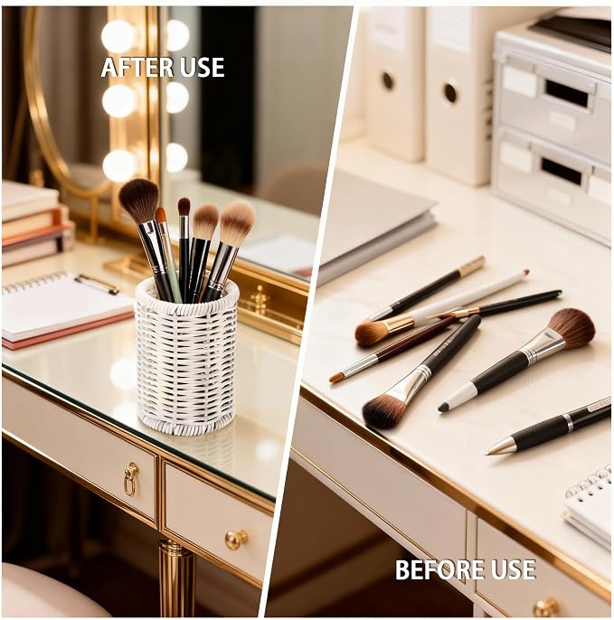 Rattan Jars, Rattan Desk Organizer, Bathroom Essentials Accessories Decor - Image 4