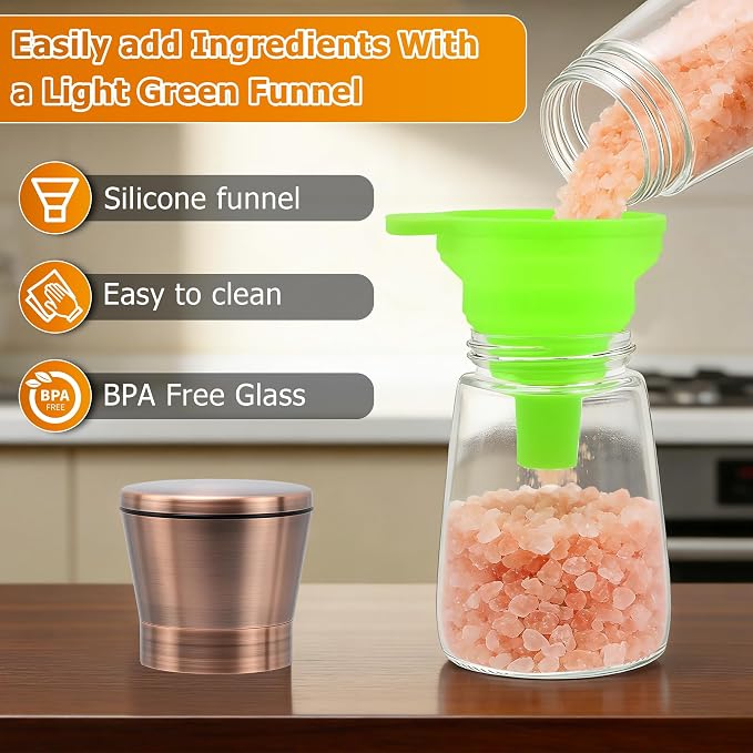 R DRURLCD Short Copper Salt and Pepper Grinder Set of 2, Manual Adjustable - Image 6