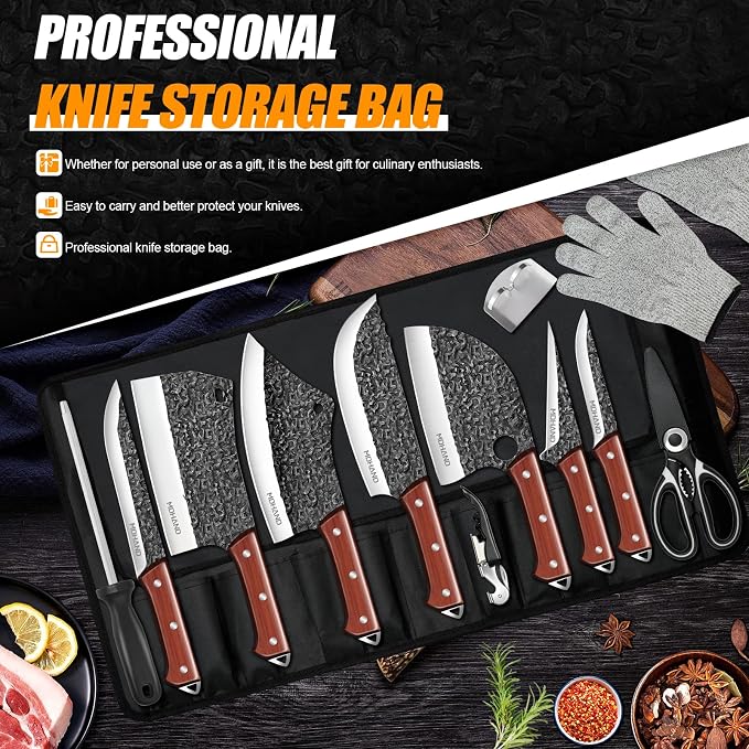 MDHAND Butcher Knife Set, Sharp Meat Cleaver Knife & Bone Chopper Knives & - Image 5