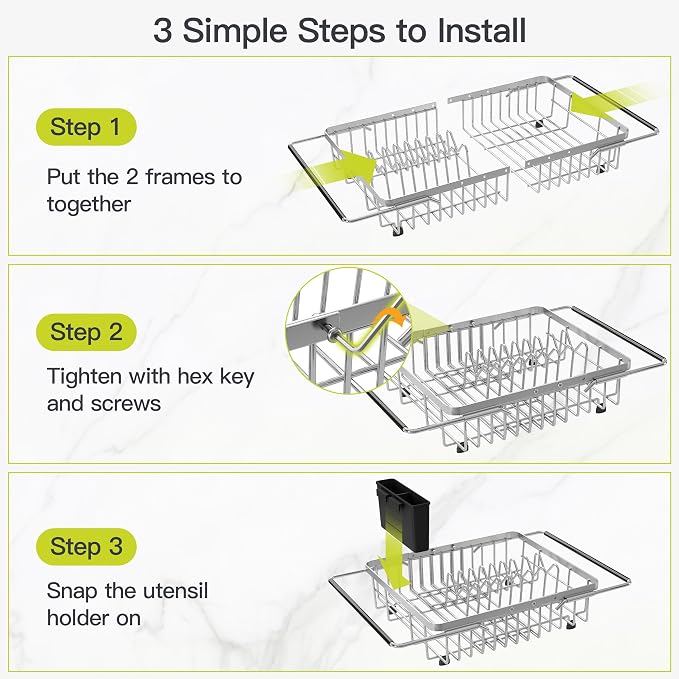 Expandable Stainless Steel Dish Drying Rack Over The Sink - Image 8