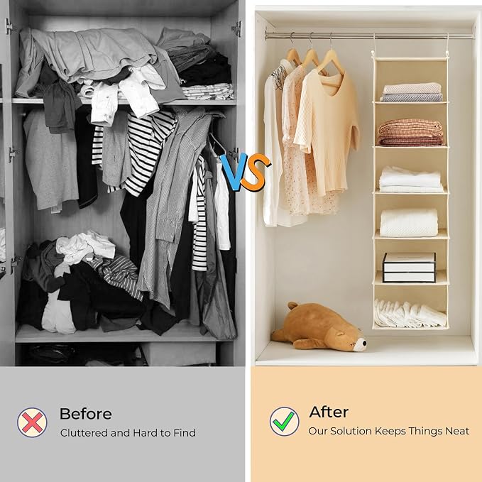 MAX Houser 6 Tier Shelf Hanging Closet Organizer, Closet Hanging Shelf - Image 8