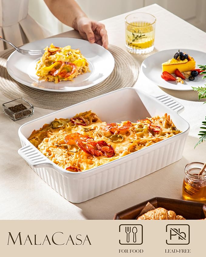MALACASA 4.4 QT Baking Dish, 9x13 Large Casserole Dish - Image 3