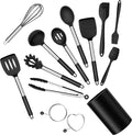 Silicone Cooking Utensils Set, E-far 14-Piece Black Kitchen Utensils Set by E-far