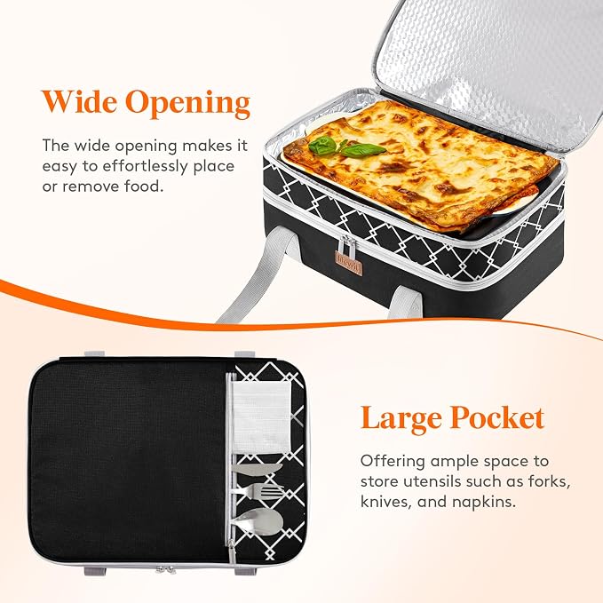 Lifewit Insulated Double Decker Casserole Carrier, Lasagna Lugger Holder - Image 5
