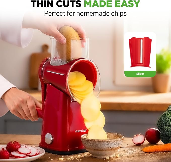 NutriChef 5 in 1 Cheese Grater & Shredder | 5 Different Blades - Image 6