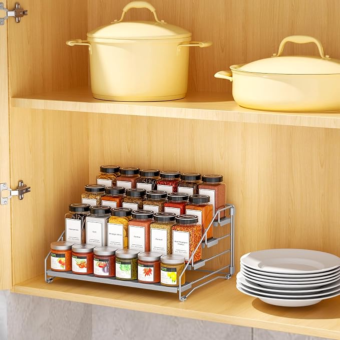 BOIVSHI 4 Tier Spice Rack for Cabinet, Spice Rack Organizer, Depth Adjustable - Image 2