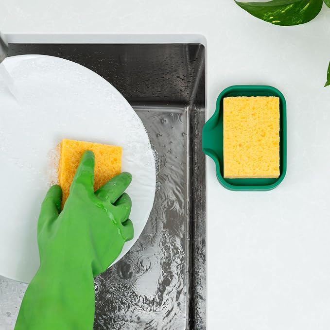 Zulay Kitchen Small Silicone Sponge Holder – Space-Saving Sink Organizer Tray - Image 3