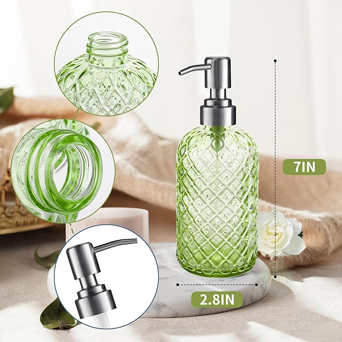 14 Oz Refillable Glass Soap Dispenser - Image 2