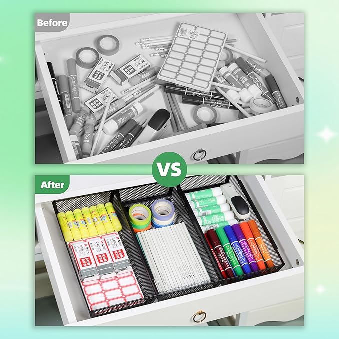 Mesh Tray Silverware Drawer Organizer, Utensil Cutlery Tray Office Supplies - Image 4