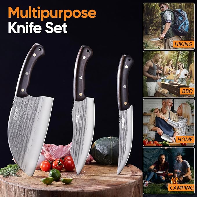 3PCS Meat Cleaver Knife Set - Image 2