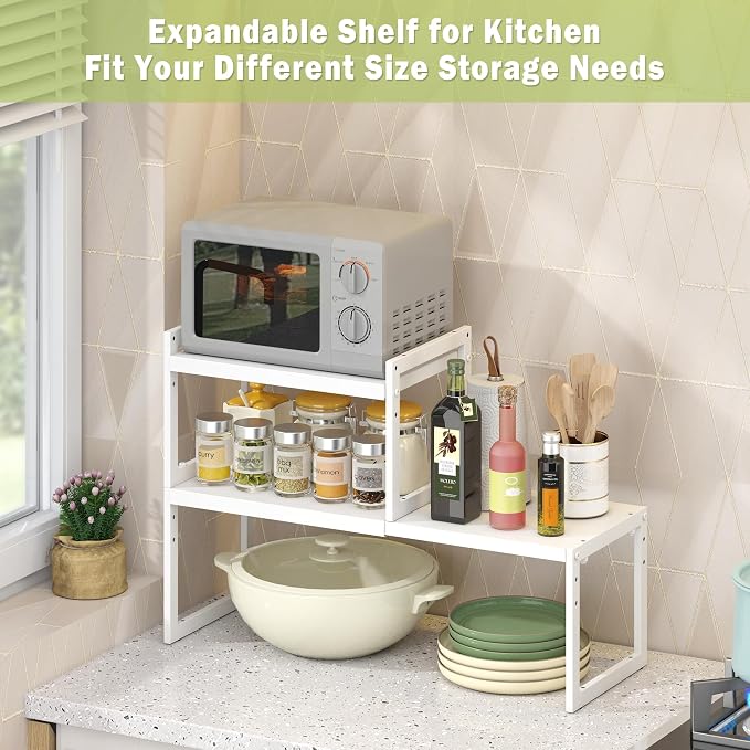 DOLALIKE Expandable Kitchen Countertop Organizer, Stackable Cabinet Shelf - Image 4