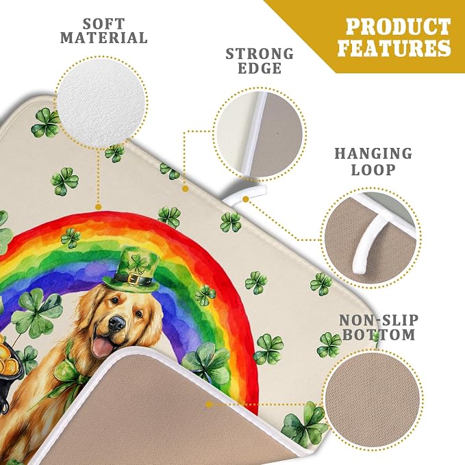 St Patricks Day Drying Mat Samll Lucky Clovers Green Kitchen Decor Counter Mats - Image 4