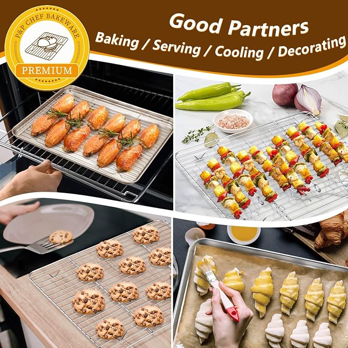 P&P CHEF 16 + 12.5 Inch Stainless Steel Baking Sheet - Image 6