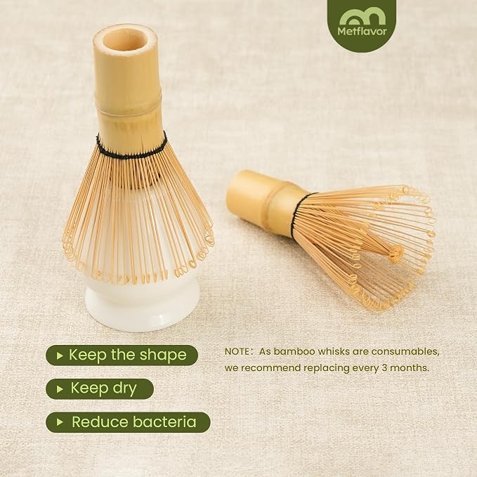 Matcha Whisk Set, Ceramic Bowl Matcha Kit & Handcrafted Bamboo Chasen, Complete - Image 6