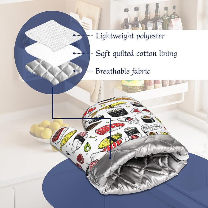 Japanese Kawaii Sushi Potholders & Oven Mitts Sets Cute Sushi Roll Silicone - Image 5