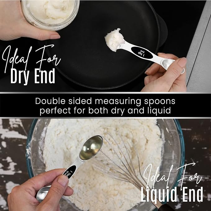 Nextop Stainless Steel Magnetic Measuring Spoons Set – 9 Pieces Dual-Sided - Image 6
