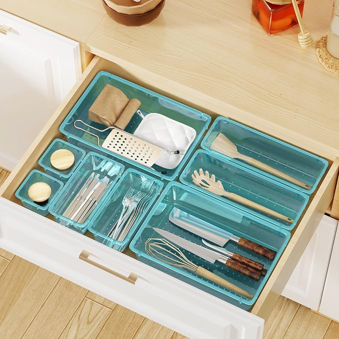 WOWBOX 16 PCS Plastic Drawer Organizer Set, 4 Sizes Desk Drawer Organization - Image 7