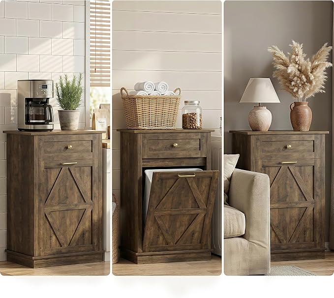 YESHOMY Tilt Out Trash Cabinet, 10 Gallon Hidden Wooden Bin Cabinets, Laundry - Image 8
