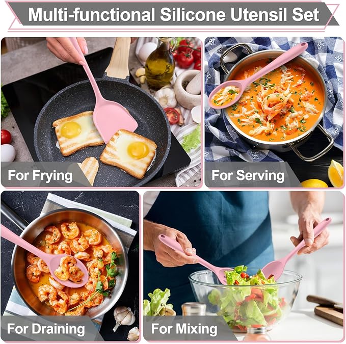 P&P CHEF Kitchen Utensil Set, 4 Pieces Non-stick Silicone Cooking Utensils - Image 5