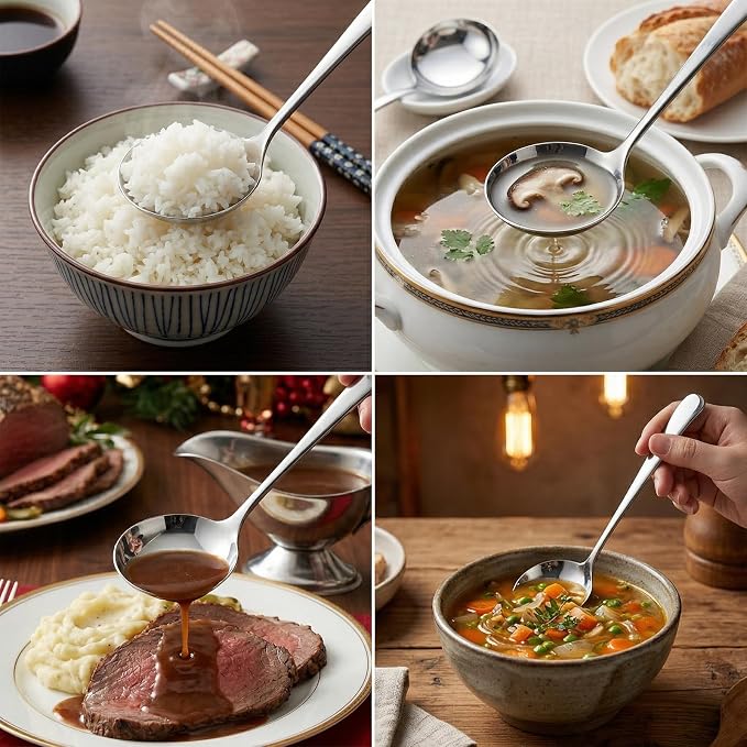 JJUNW 2 Pcs Small Silver 7.9 Inch Gravy Soup Ladle, Stainless Steel Sauce Ladle - Image 7