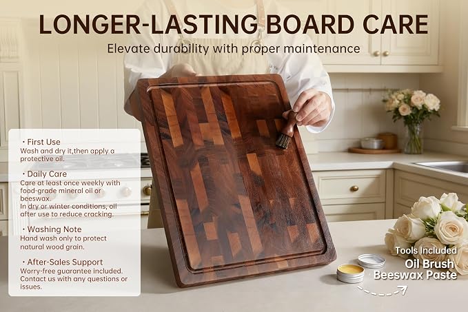 Walnut Cutting Boards for Kitchen, End Grain Wooden Cutting Board Double Sided - Image 7