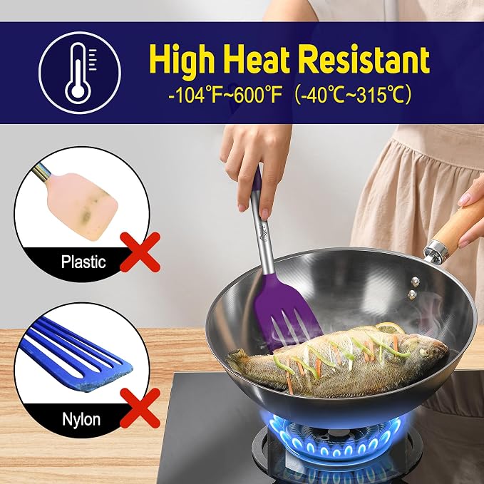 HOTEC Silicone Spatula Set of 2 Heat-Resistant 600°F & BPA-Free Kitchen - Image 2