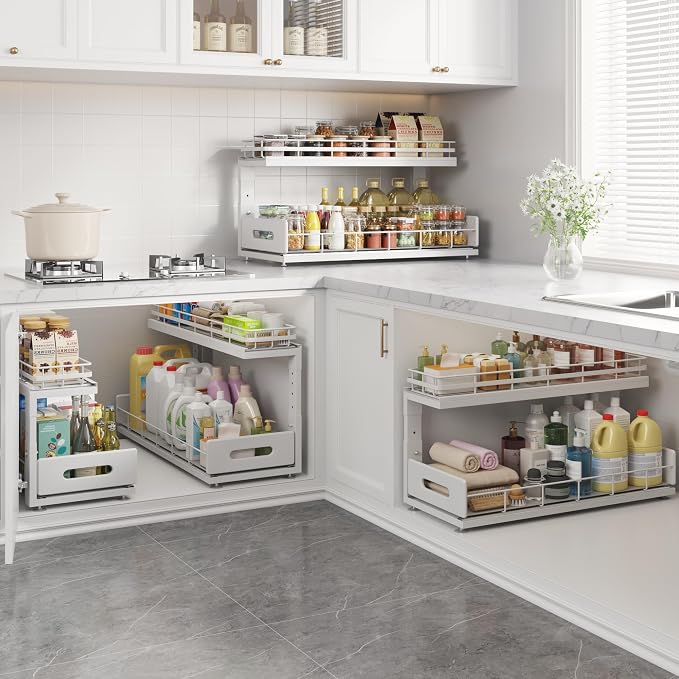 Under Sink Organizer Upgrade To Professional Rails, 2-Tier Dual Pull Out - Image 7