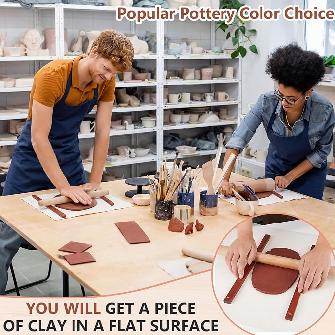 Sasylvia 10 Pcs Pottery Rolling Pin Guides Wood Teaching Rolling Mud Stick - Image 4