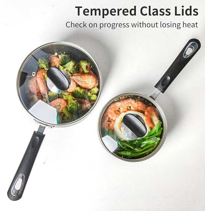 Nonstick Saucepan Set with Lid, Non Stick 1.5QT & 2.5QT Sauce Pan Set with - Image 7