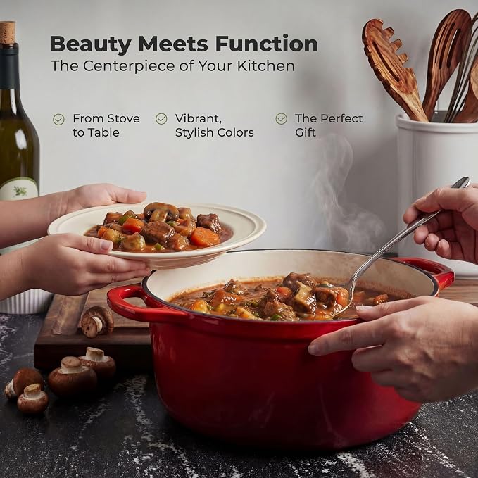 Zulay Kitchen 7.7 Quart Enameled Cast Iron Dutch Oven Pot - Image 7