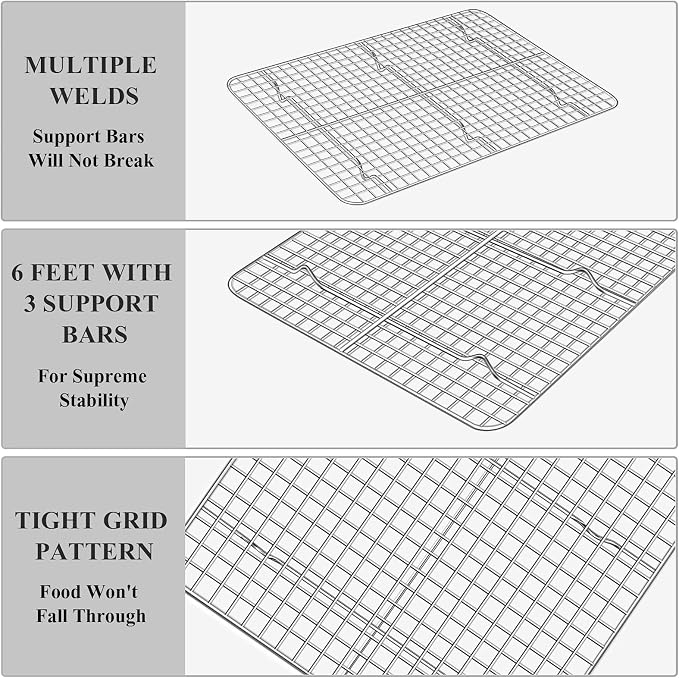 Baking Sheet with Cooling Rack Set, Deedro Stainless Steel Cookie Half Sheets - Image 4